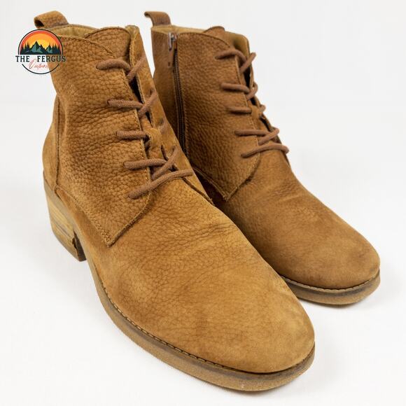 Lucky Brand Tamela Boots Lace Up Tan Nubuck Low Block Heel Bootie Women Size 9.5 - Picture 9 of 12